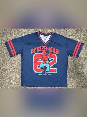 Marvel Spider-Man Navy Blue and Red Jersey Top! Size XL.